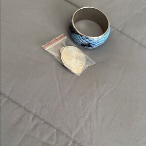 Blue Patterned Bangle Bracelet